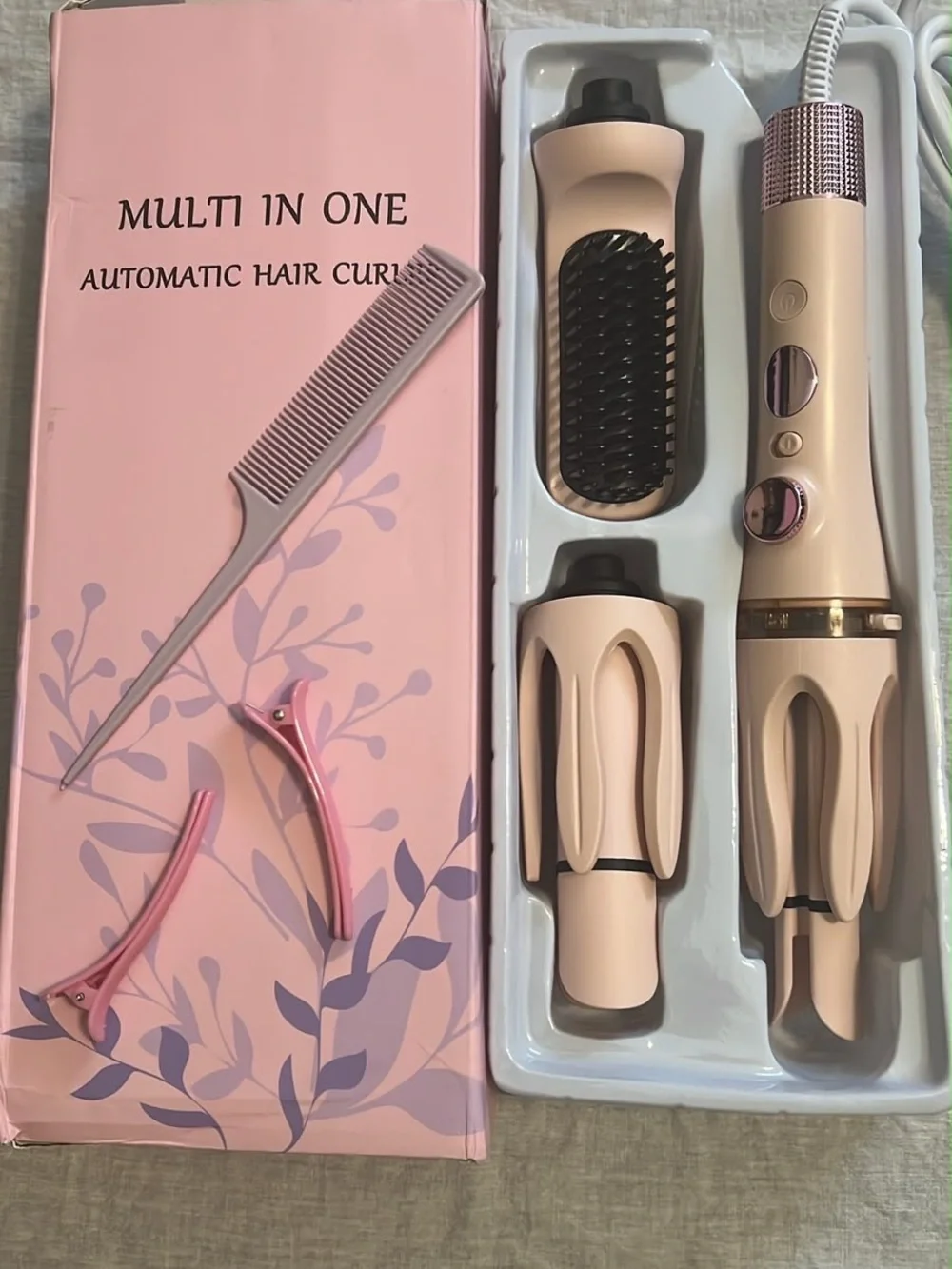 Women Pink Ionic Hair Curler Multi in une  Brush with Rose Gold Accent
